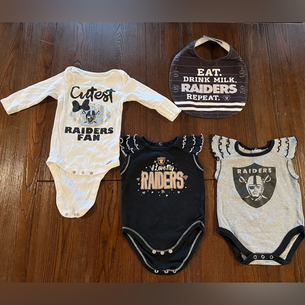 Raiders onesies and bib